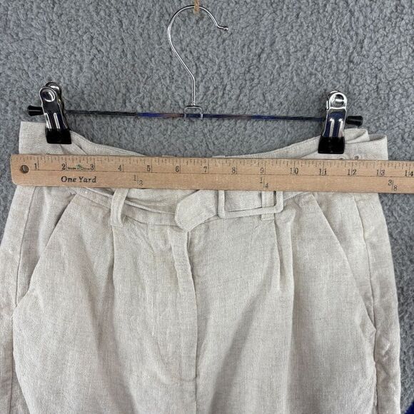 & Other Stories Linen belted trousers size 2 high waisted minimalist beige - Picture 5 of 16